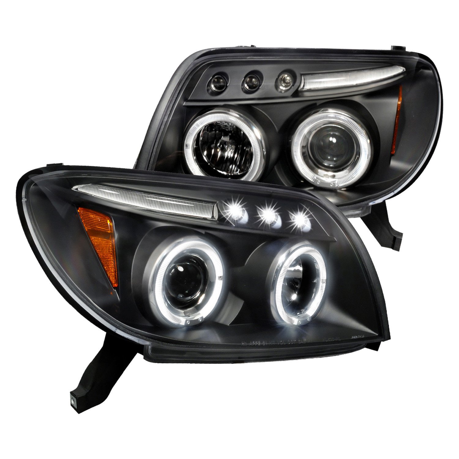 Fits 2003-2005 Toyota 4Runner Dual Halo Projector Headlights (Matte Black Housing/Clear Lens)