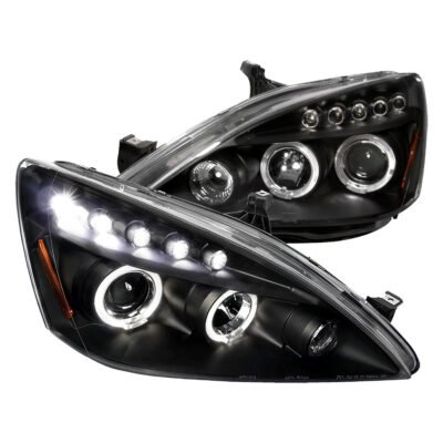 Fits 2003-2007 Honda Accord Dual Halo Projector Headlights (Matte Black Housing/Clear Lens)