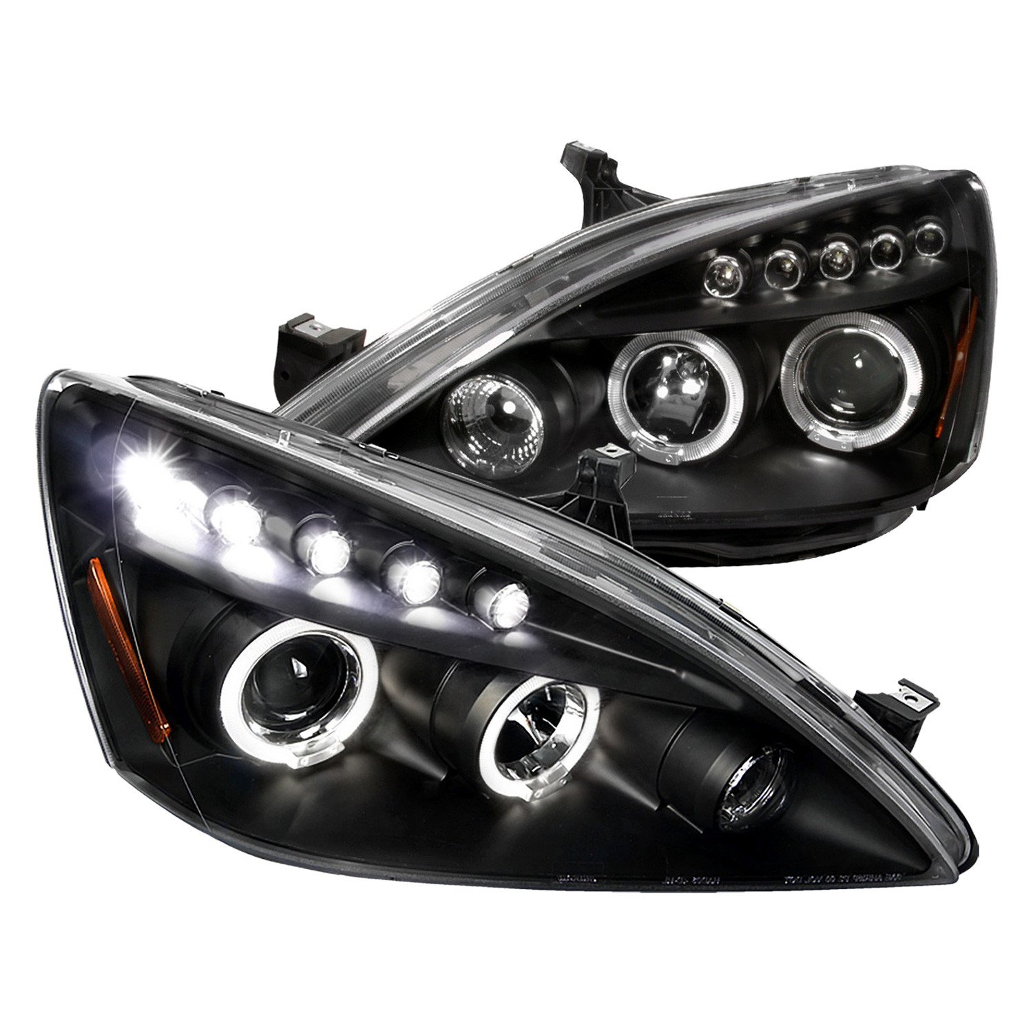 Fits 2003-2007 Honda Accord Dual Halo Projector Headlights (Matte Black Housing/Clear Lens)