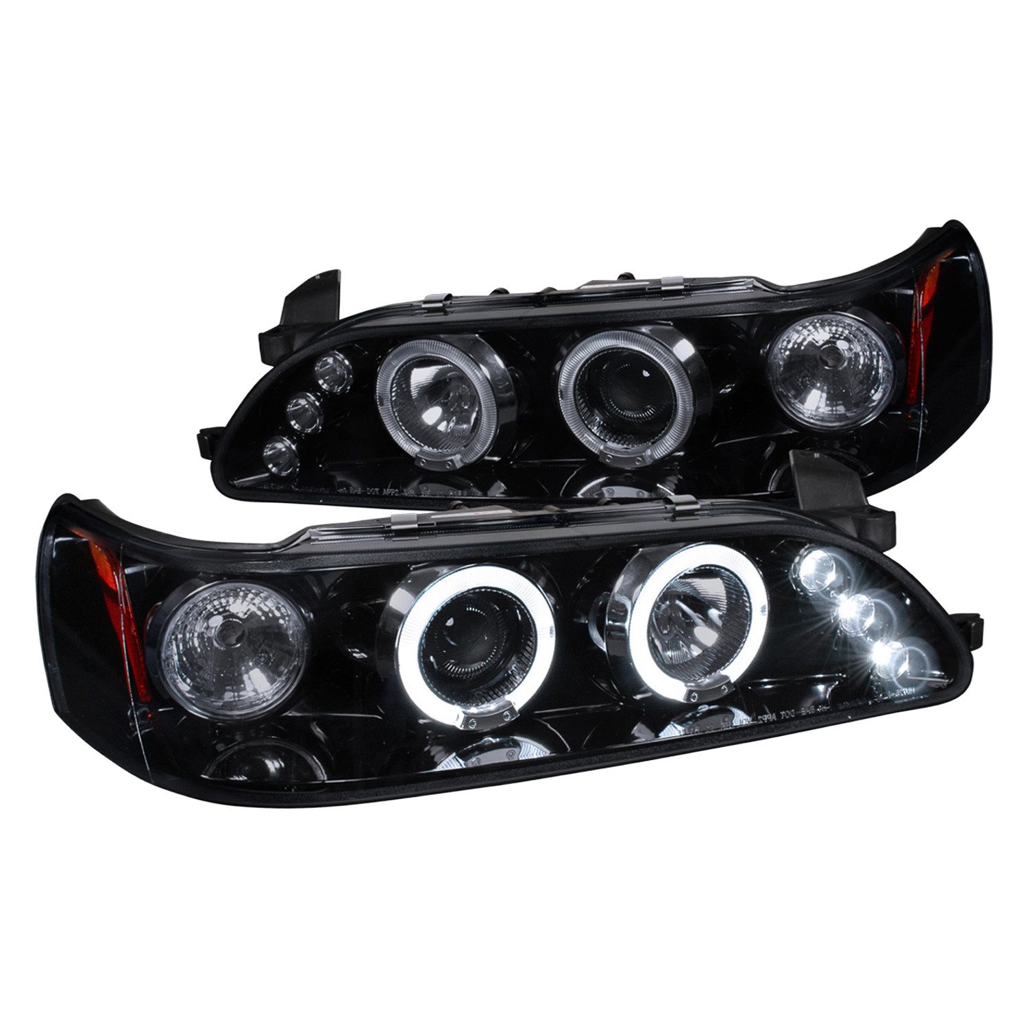 Fits 1993-1997 Toyota Corolla Dual Halo Projector Headlights (Glossy Black Housing/Smoked Lens)