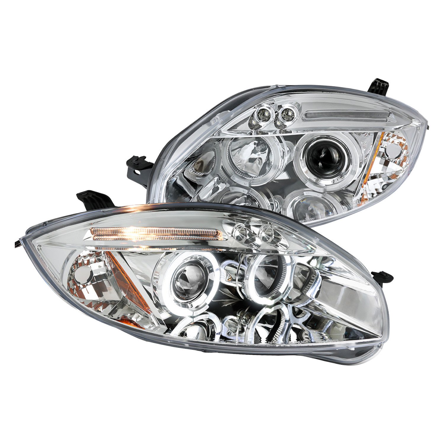 Fits 2006-2012 Mitsubishi Eclipse Dual Halo Projector Headlights (Chrome Housing/Clear Lens)