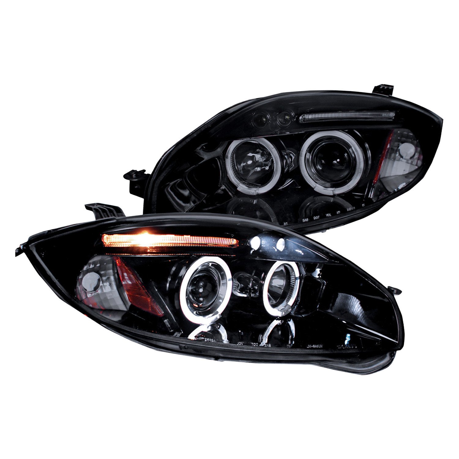 Fits 2006-2012 Mitsubishi Eclipse Dual Halo Projector Headlights (Glossy Black Housing/Smoked Lens)