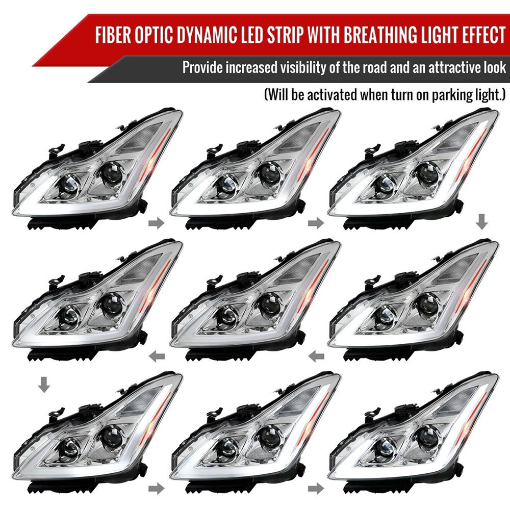 Fits 2008-2013 Infiniti G37/2014-2015 Q60 Coupe/Convertible Sequential Switchback LED Turn Signal Projector Headlights (Chrome Housing/Clear Lens) - Image 5