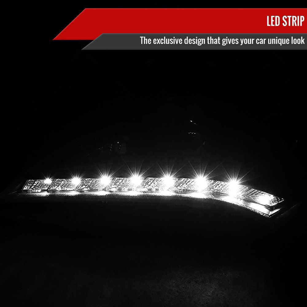 Fits 2010-2012 Hyundai Genesis Coupe Projector Headlights w/ SMD LED Light Strip (Matte Black Housing/Clear Lens) - Image 8