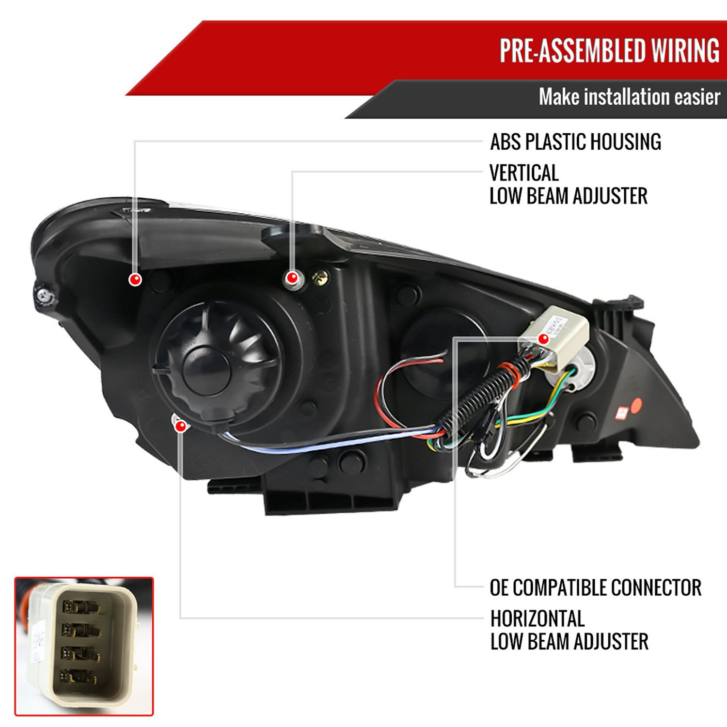 Fits 2010-2012 Hyundai Genesis Coupe Projector Headlights w/ SMD LED Light Strip (Matte Black Housing/Clear Lens) - Image 3