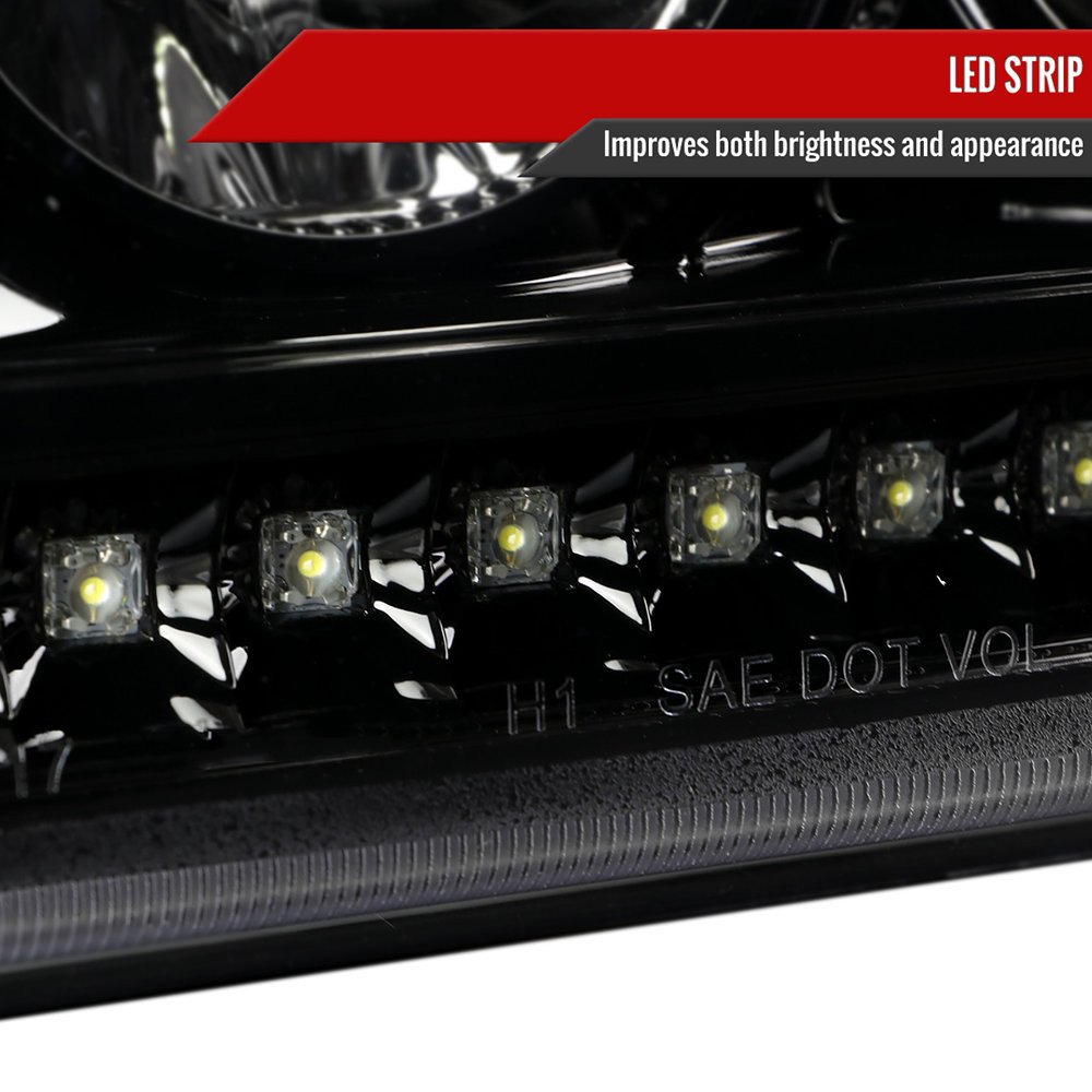 Fits 2001-2011 Ford Ranger Projector Headlights w/ LED Light Strip & LED Turn Signal Lights (Jet Black Housing/Clear Lens) - Image 6