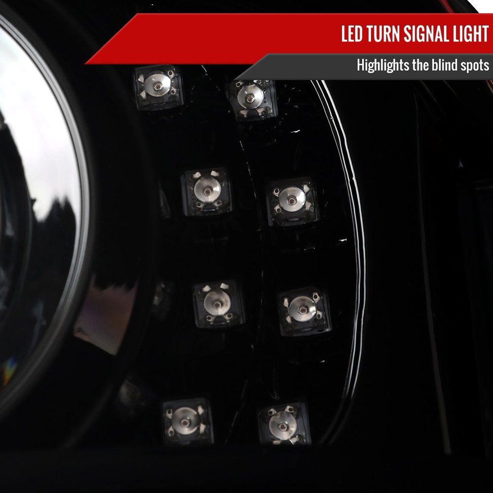 Fits 2001-2011 Ford Ranger Projector Headlights w/ LED Light Strip & LED Turn Signal Lights (Jet Black Housing/Clear Lens) - Image 5