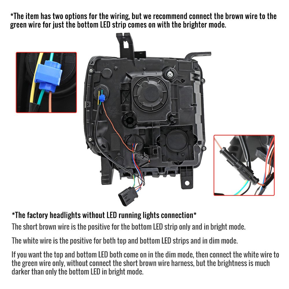Fits 2014-2019 GMC Sierra LED Light Strip Projector Headlights (Chrome Housing/Clear Lens) - Image 2