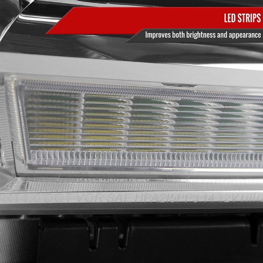 Fits 2014-2019 GMC Sierra LED Light Strip Projector Headlights (Chrome Housing/Clear Lens) - Image 6