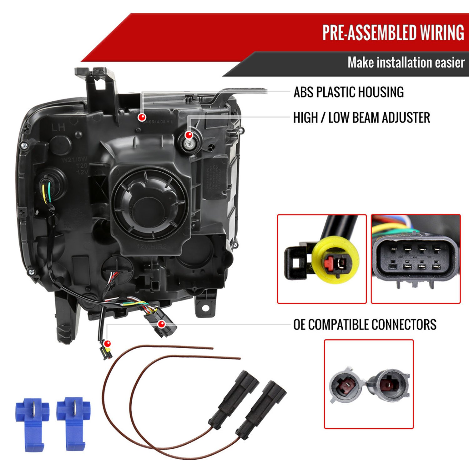 Fits 2014-2019 GMC Sierra LED Light Strip Projector Headlights (Chrome Housing/Clear Lens) - Image 4