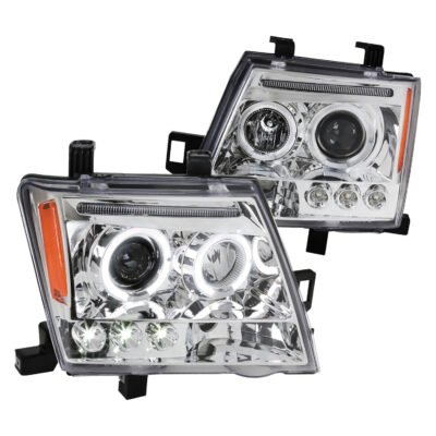 Fits 2005-2015 Nissan Xterra Dual Halo Projector Headlights (Chrome Housing/Clear Lens)