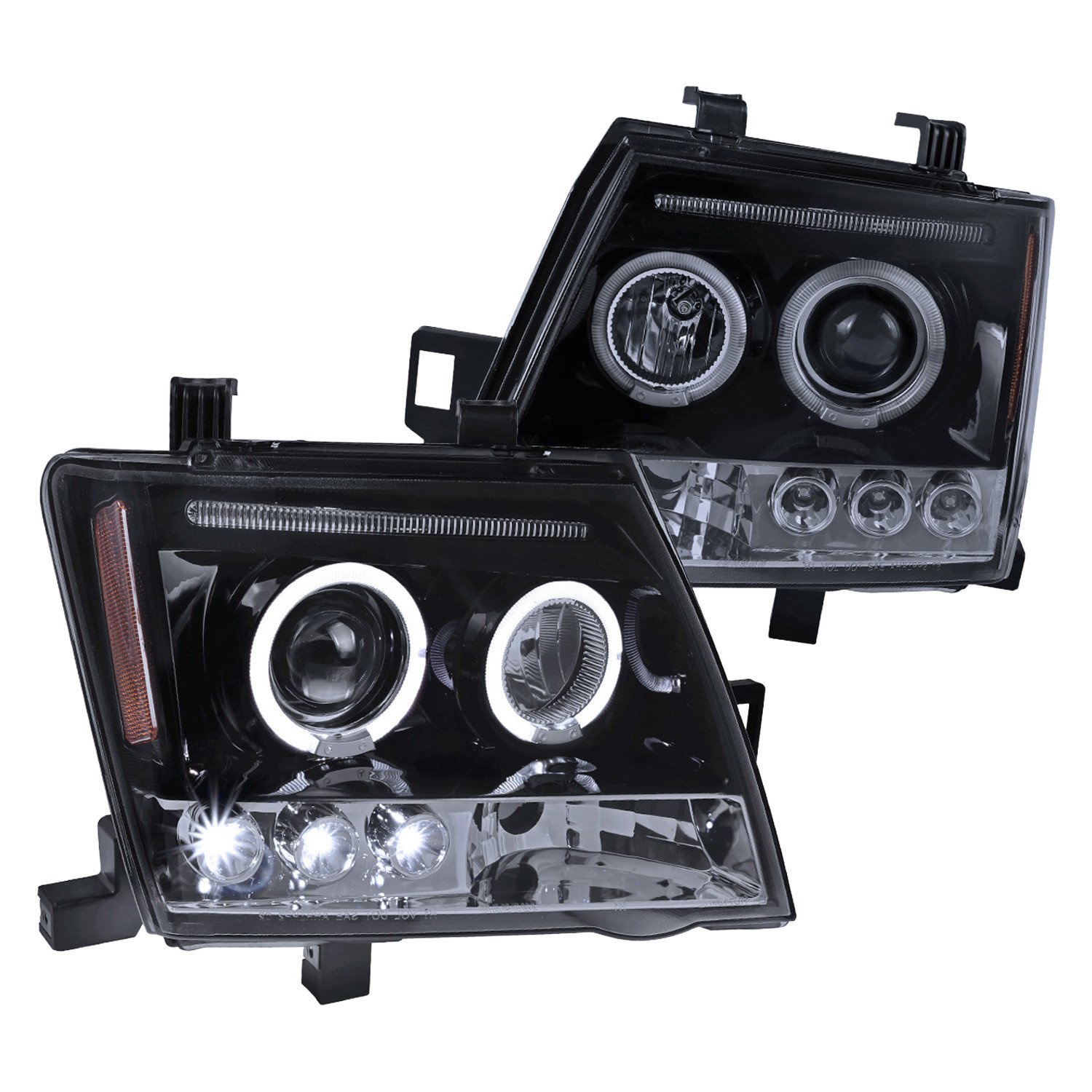 Fits 2005-2015 Nissan Xterra Dual Halo Projector Headlights (Glossy Black Housing/Smoked Lens)