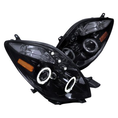Fits 2006-2008 Toyota Yaris Dual Halo Projector Headlights (Glossy Black Housing/Smoked Lens)
