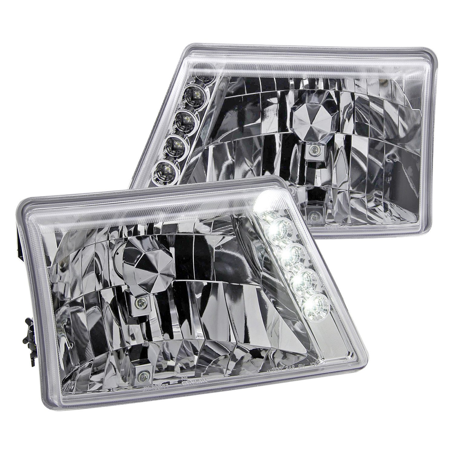 Fits 1998-2000 Ford Ranger Factory Style Headlights (Chrome Housing/Clear Lens)
