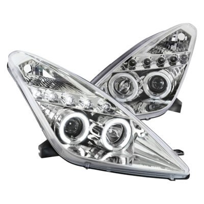 Fits 2000-2005 Toyota Celica Dual Halo Projector Headlights (Chrome Housing/Clear Lens)