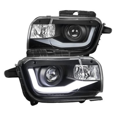 Fits 2010-2013 Chevrolet Camaro LED Bar Projector Headlights (Matte Black Housing/Clear Lens)