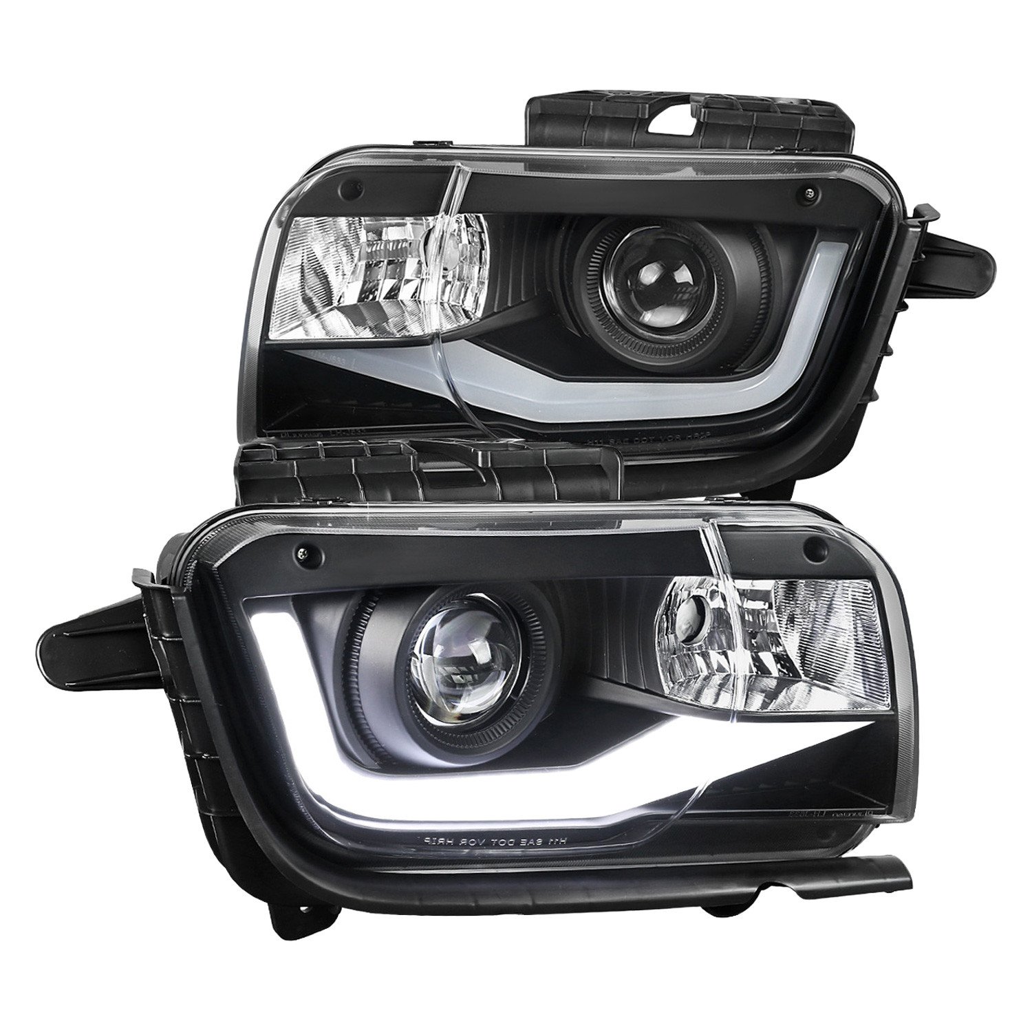 Fits 2010-2013 Chevrolet Camaro LED Bar Projector Headlights (Matte Black Housing/Clear Lens)
