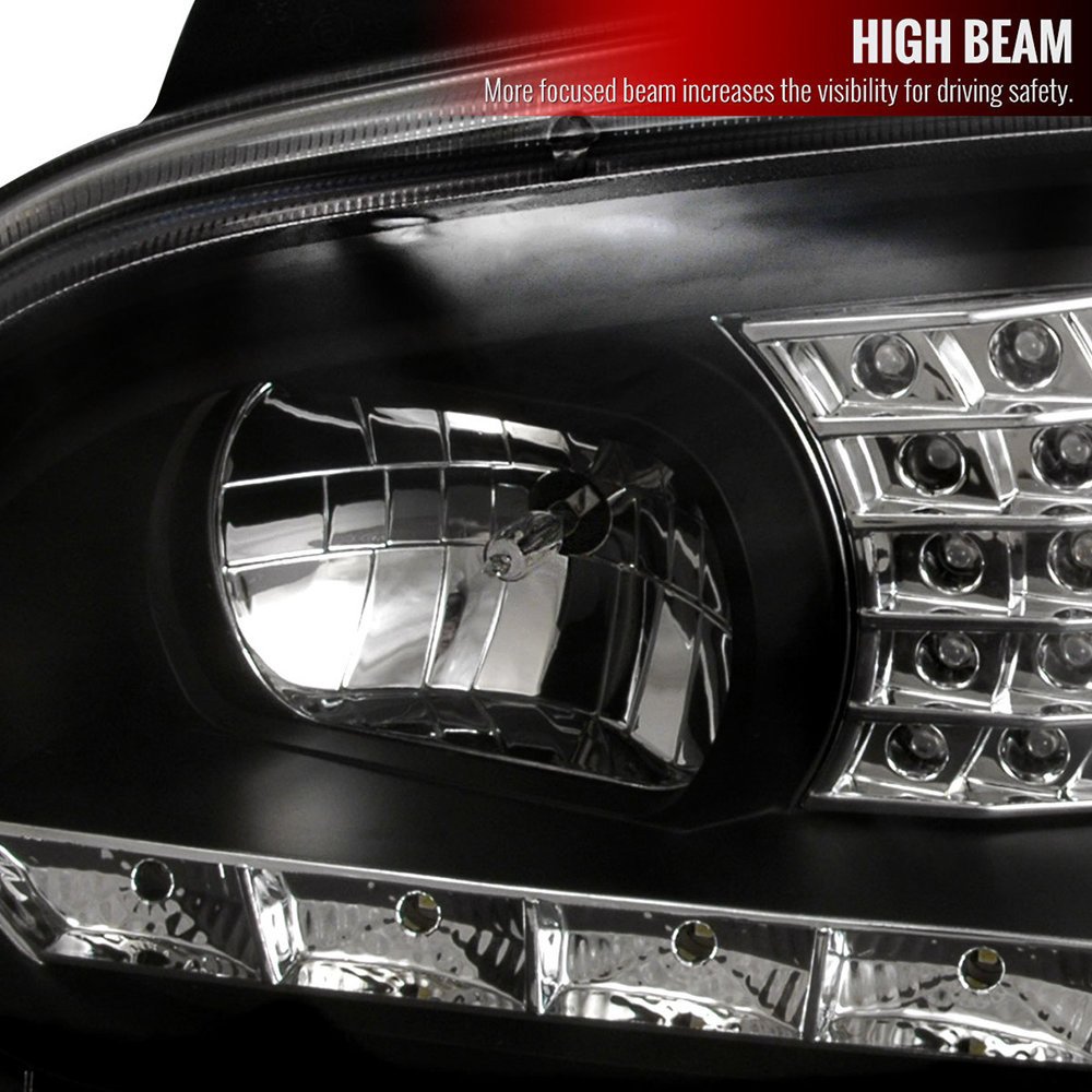 Fits 1999-2006 Volkswagen Golf Mk4 GTI/R32 Cabrio Projector Headlights w/ R8 Style LED Light Strip & LED Turn Signal Lights (Matte Black Housing/Clear Lens) - Image 6