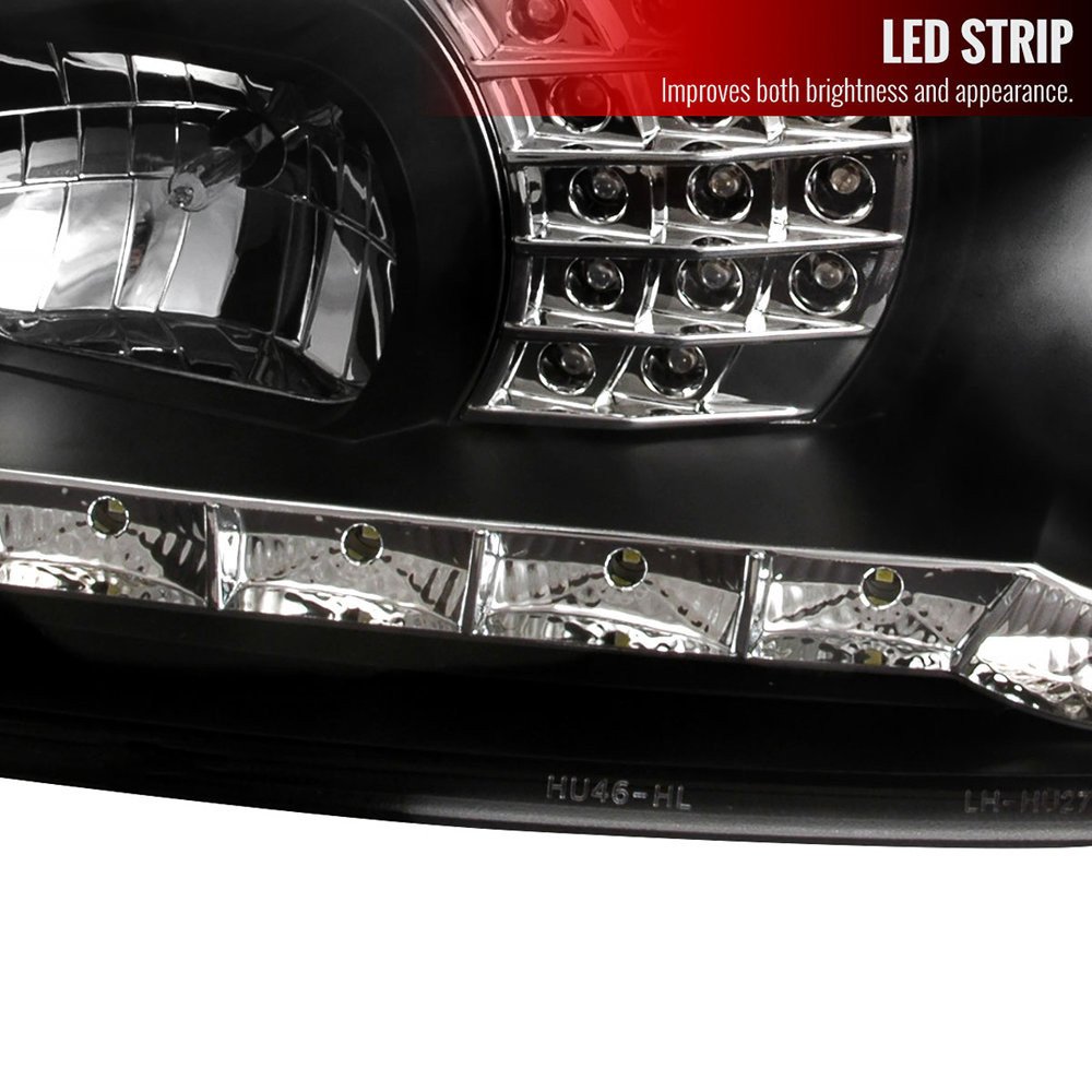 Fits 1999-2006 Volkswagen Golf Mk4 GTI/R32 Cabrio Projector Headlights w/ R8 Style LED Light Strip & LED Turn Signal Lights (Matte Black Housing/Clear Lens) - Image 5