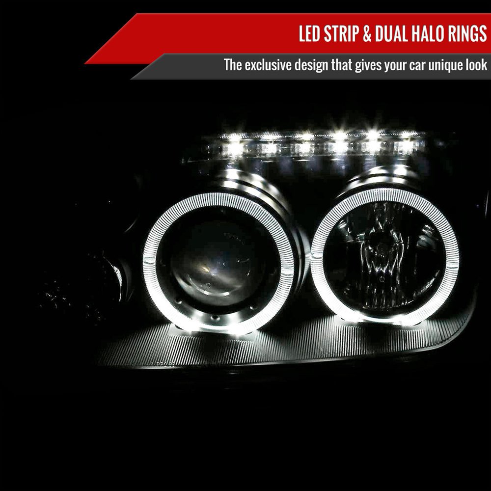 Fits 1999-2005 Volkswagen Jetta/Bora Mk4 Dual Halo Projector Headlights w/ LED Light Strip (Black Housing/Smoked Lens) - Image 9