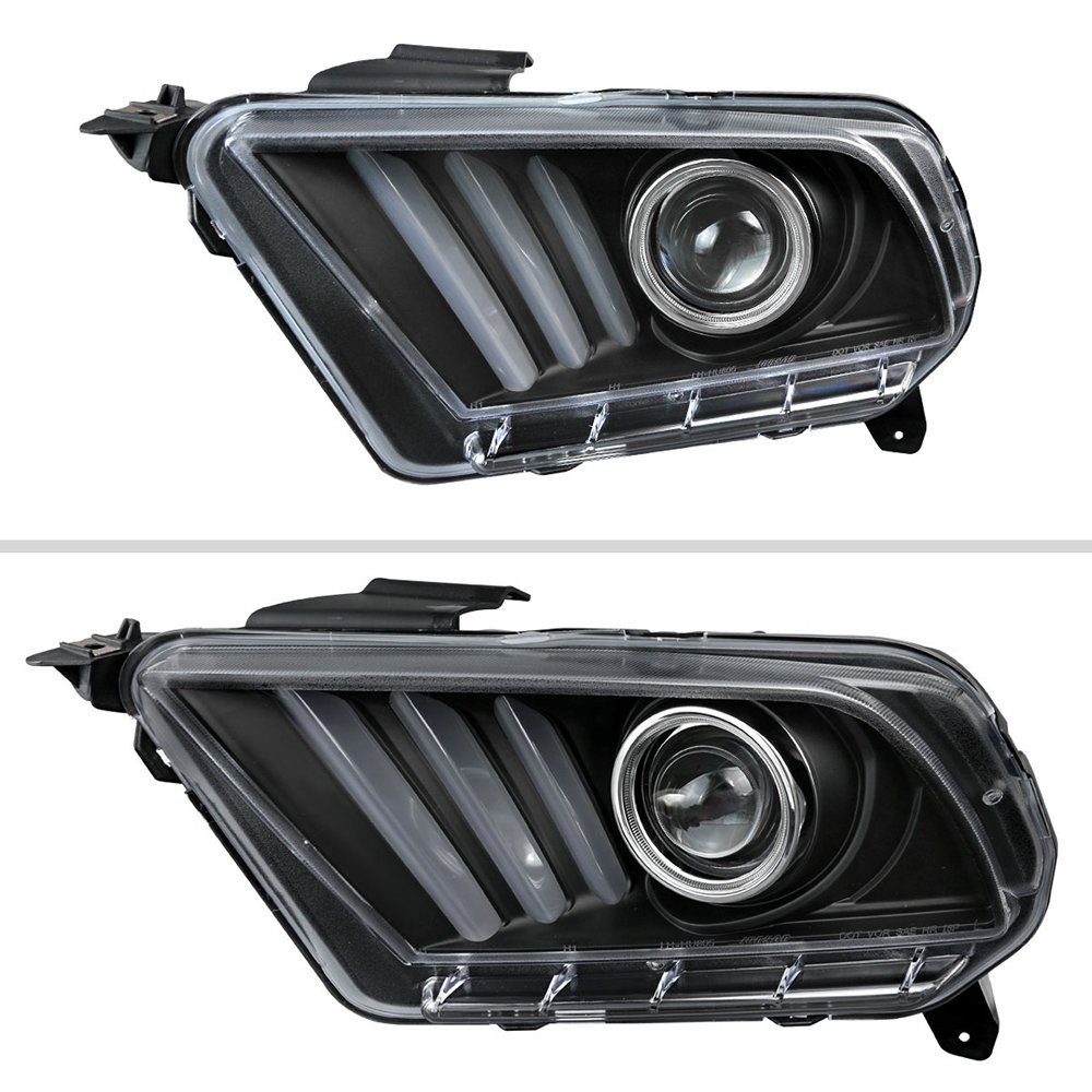 Fits 2010-2014 Ford Mustang Sequential LED Bar Projector Headlights w/ Sequential Turn Signal Lights (Matte Black Housing/Clear Lens) - Image 11