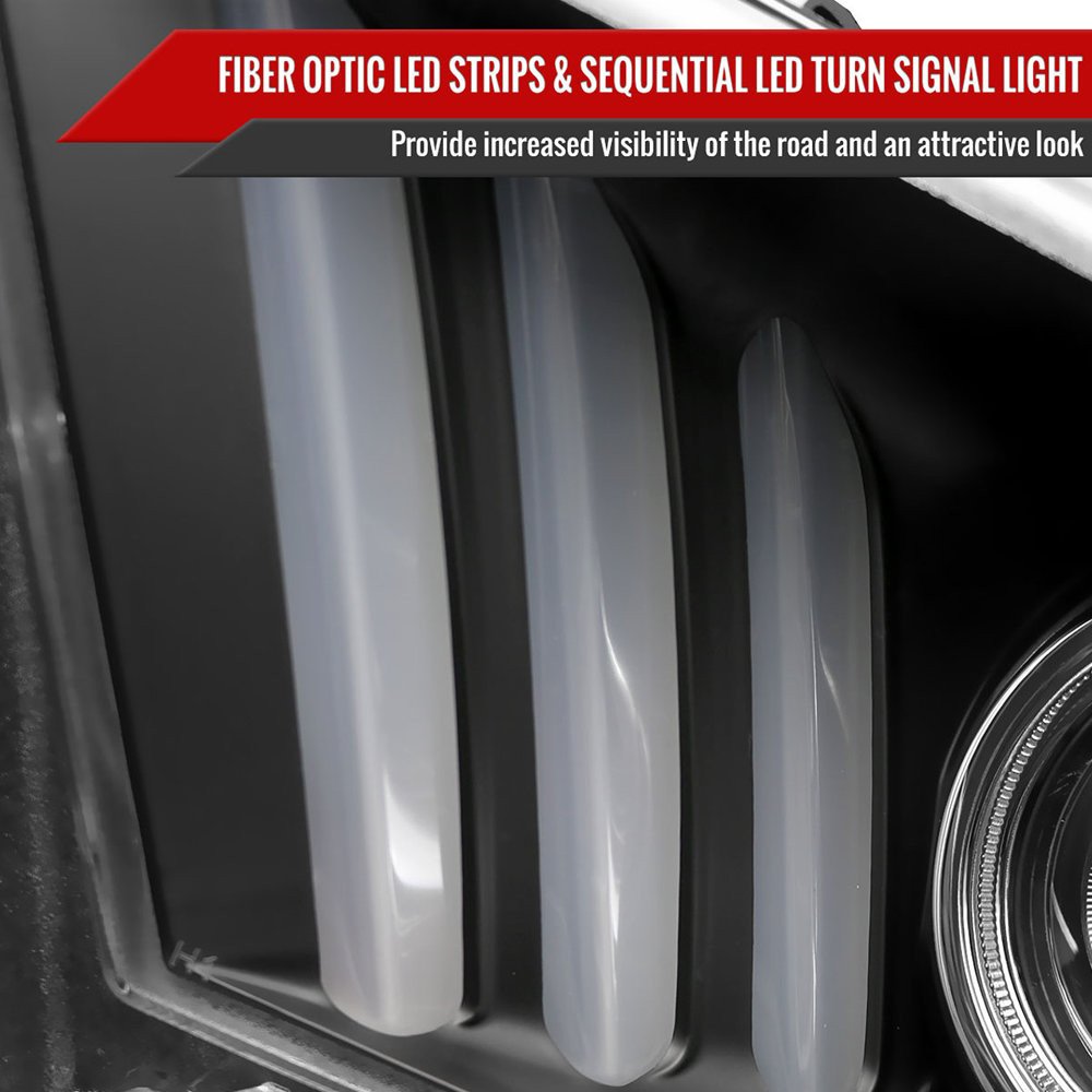 Fits 2010-2014 Ford Mustang Sequential LED Bar Projector Headlights w/ Sequential Turn Signal Lights (Matte Black Housing/Clear Lens) - Image 9