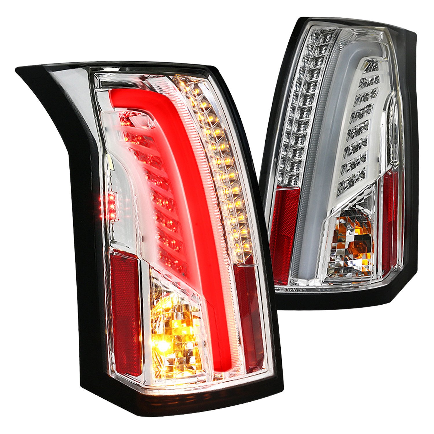Fits 2003-2007 Cadillac CTS LED Tail Lights (Chrome Housing/Clear Lens)