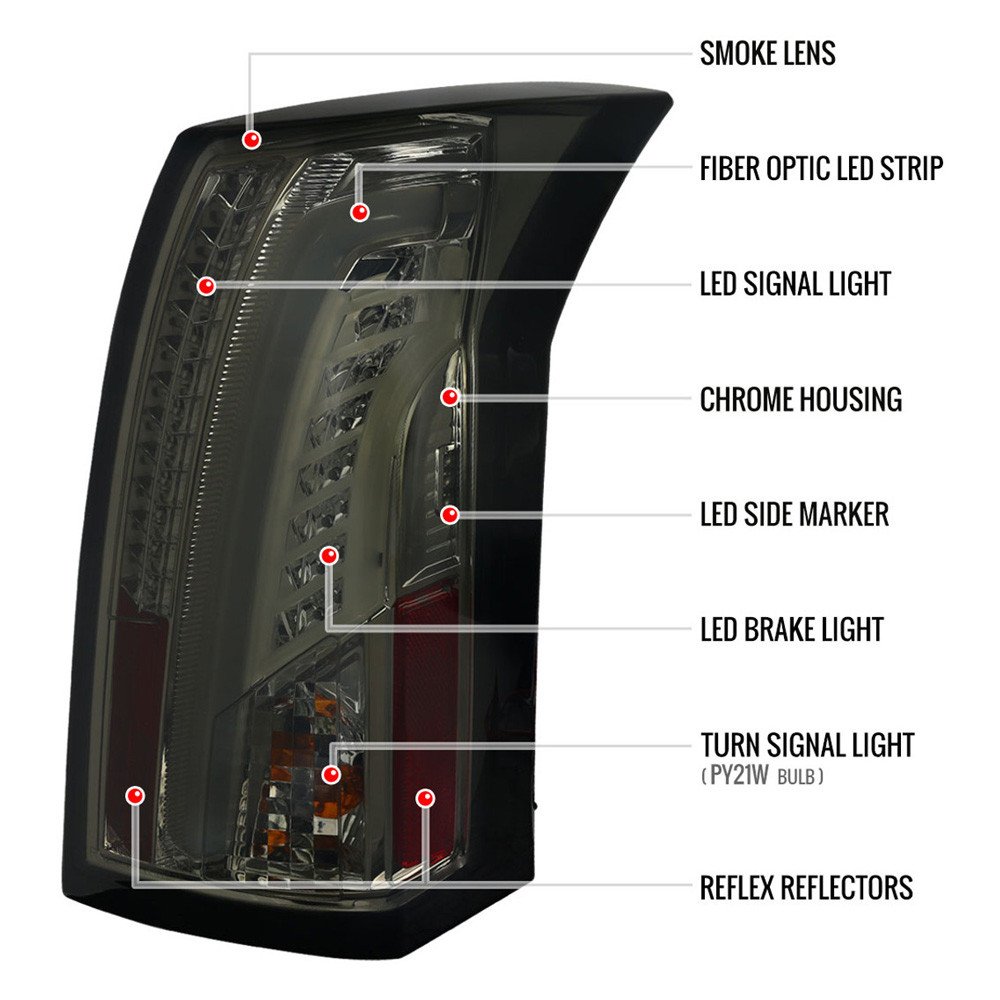 Fits 2003-2007 Cadillac CTS LED Tail Lights (Chrome Housing/Smoked Lens) - Image 2