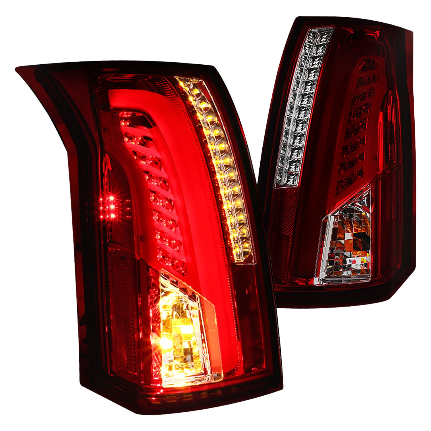 Fits 2003-2007 Cadillac CTS LED Tail Lights (Chrome Housing/Red Smoked Lens)