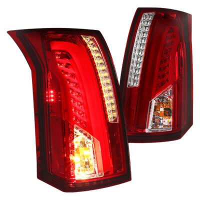 Fits 2003-2007 Cadillac CTS LED Tail Lights (Chrome Housing/Red Lens)