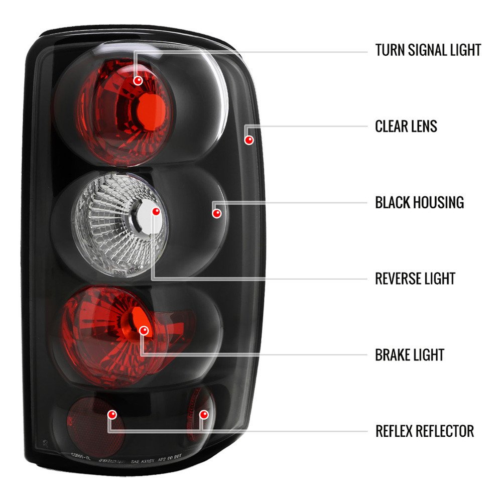 Fits 2000-2006 Chevrolet GMC Suburban/Tahoe/Yukon Tail Lights (Matte Black Housing/Clear Lens) - Image 3