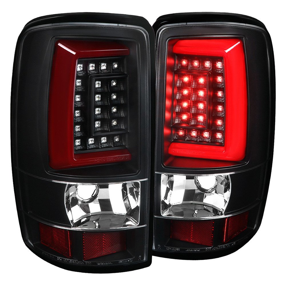 Fits 2000-2006 Chevrolet Suburban/Tahoe GMC Yukon/Yukon XL LED C Bar Tail Lights (Black Housing/Clear Lens)