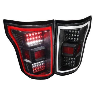 Fits 2015-2017 Ford F-150 V2 LED Tail Lights (Matte Black Housing/Clear Lens)
