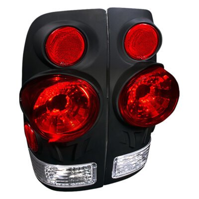 Fits 1997-2007 Ford F-150/F-250/F-350/F-450/F-550 Retro Style Tail Lights (Matte Black Housing/Clear Lens)