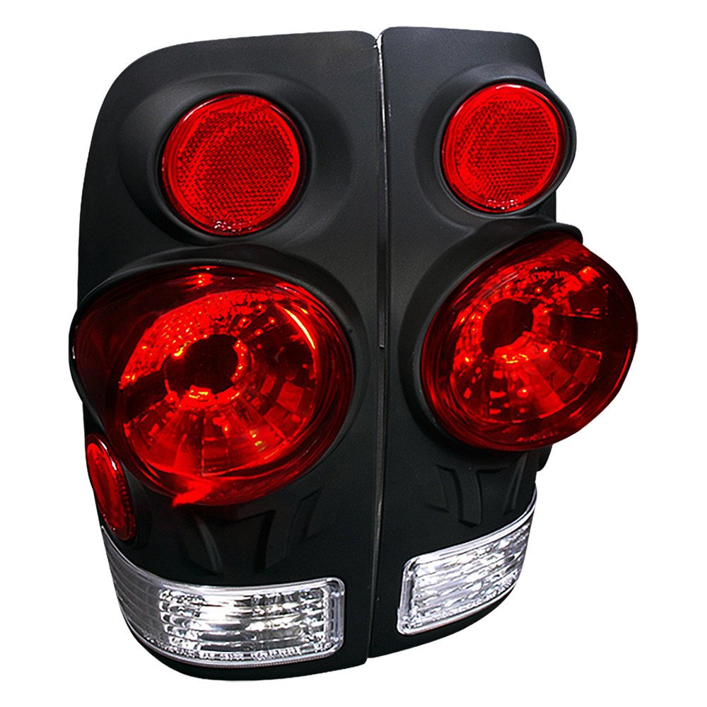 Fits 1997-2007 Ford F-150/F-250/F-350/F-450/F-550 Retro Style Tail Lights (Matte Black Housing/Clear Lens)