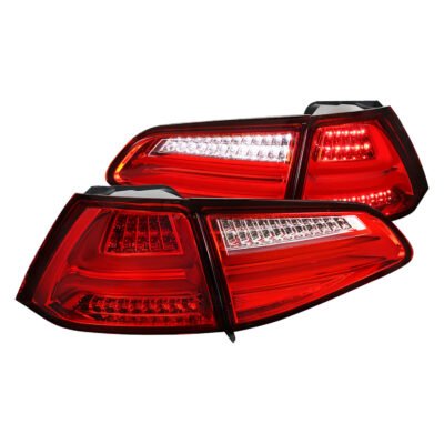 Fits 2015-2017 Volkswagen Golf/GTI LED Tail Lights (Chrome Housing/Red Lens)
