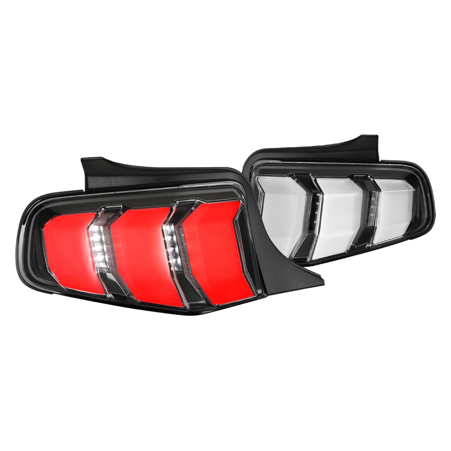 Fits 2010-2012 Ford Mustang Sequential LED Tail Lights (Matte Black Housing/Clear Lens)