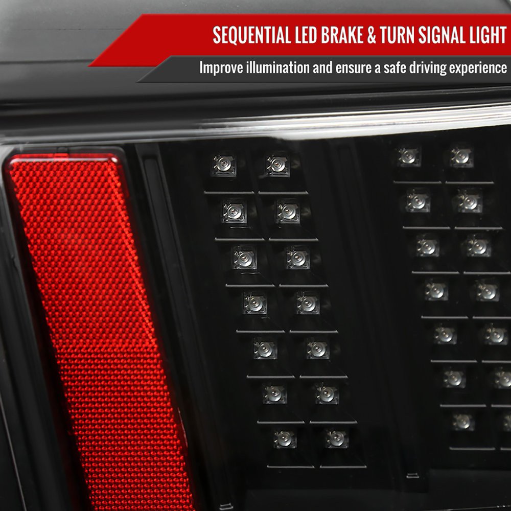 Fits 1999-2004 Ford Mustang Sequential LED Tail Lights - RS (Matte Black Housing/Clear Lens) - Image 7