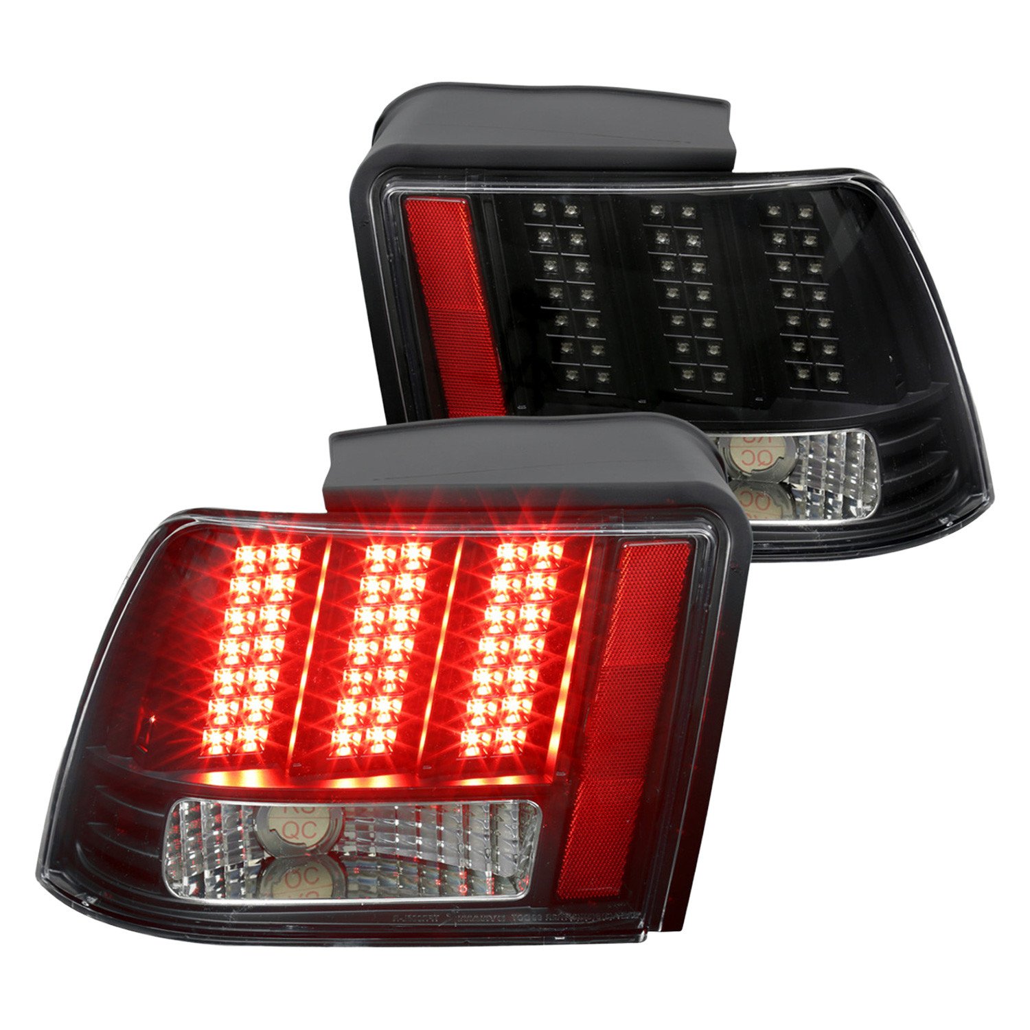 Fits 1999-2004 Ford Mustang Sequential LED Tail Lights - RS (Matte Black Housing/Clear Lens)