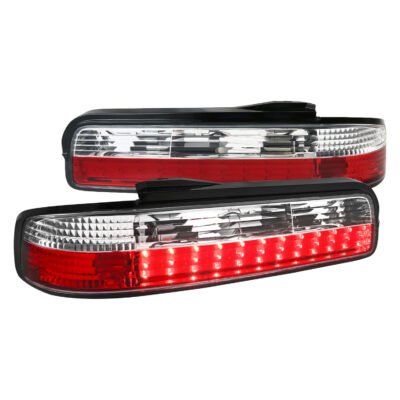 Fits 1989-1994 Nissan 240SX S13 Coupe LED Tail Lights (Chrome Housing/Clear Lens)