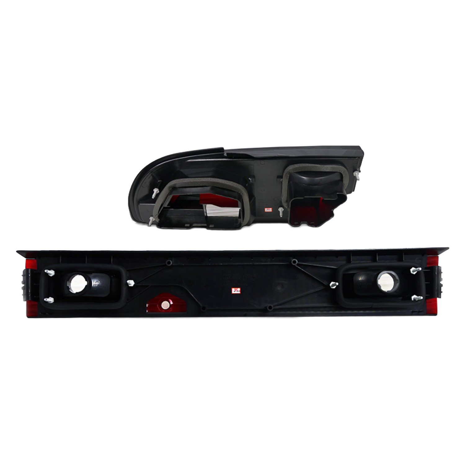 Fits 1989-1994 Nissan 240SX S13 Hatchback Tail Lights & Center Trunk Light (Chrome Housing/Red Clear Lens) - Image 4