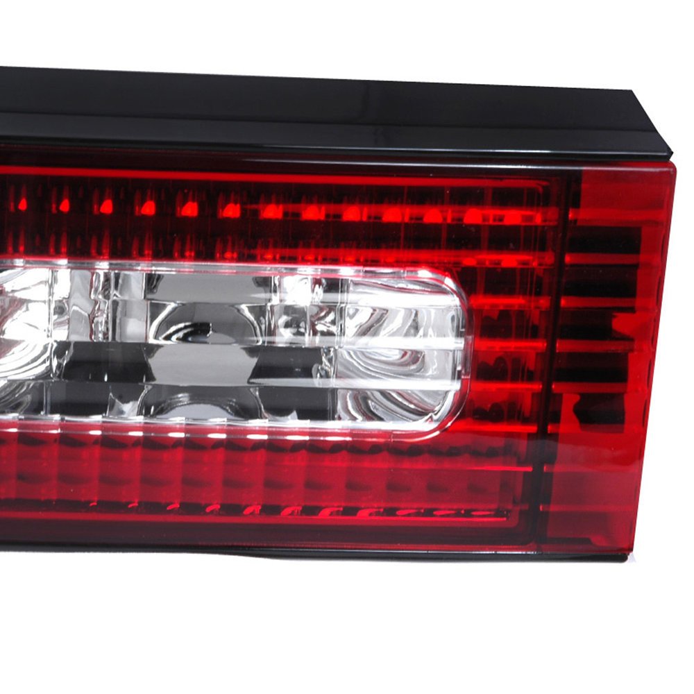 Fits 1989-1994 Nissan 240SX S13 Hatchback Tail Lights & Center Trunk Light (Chrome Housing/Red Clear Lens) - Image 3