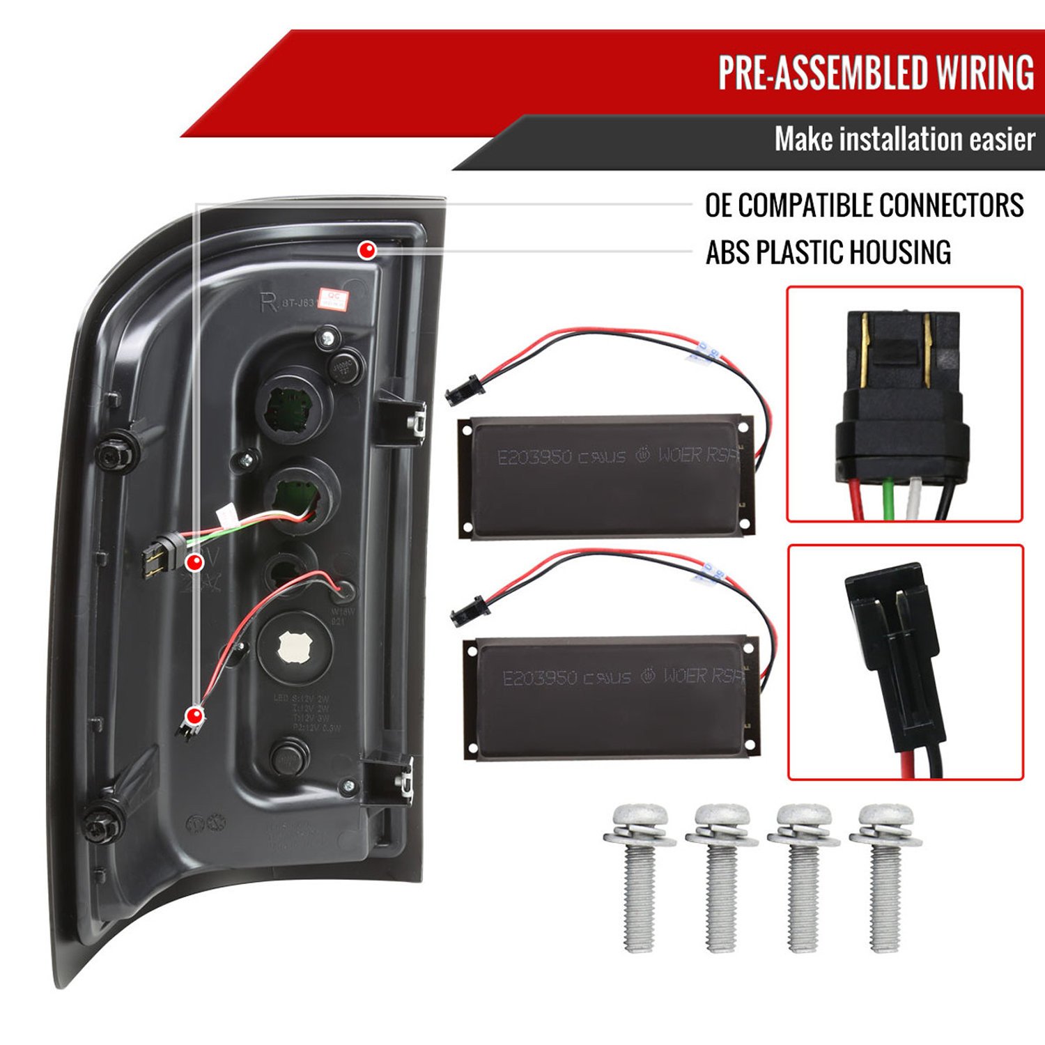 Fits 2014-2018 GMC Sierra 1500/2500HD/3500HD LED Tail Lights (Jet Black Housing/Clear Lens) - Image 5