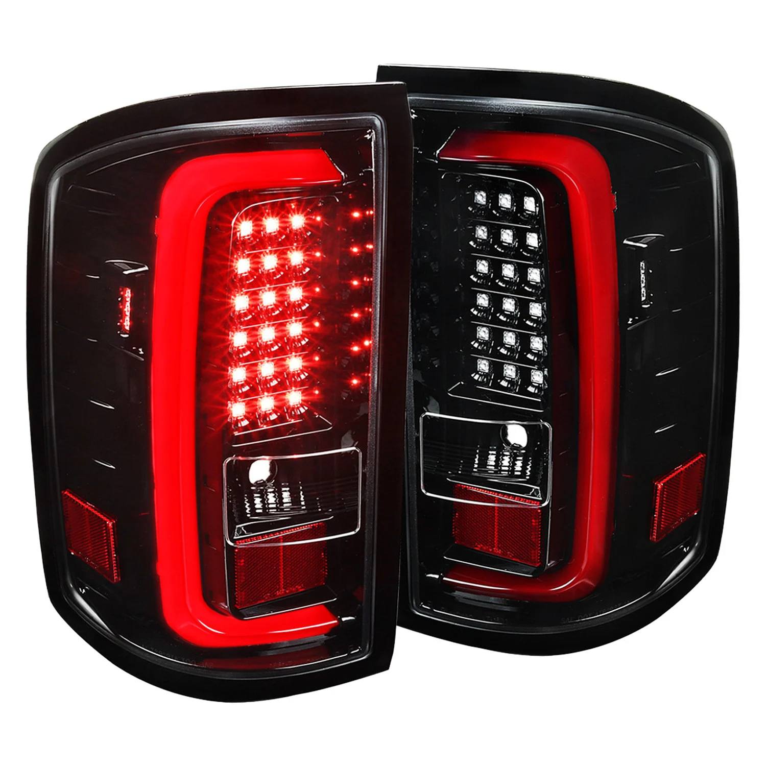 Fits 2014-2018 GMC Sierra 1500/2500HD/3500HD LED Tail Lights (Jet Black Housing/Clear Lens)
