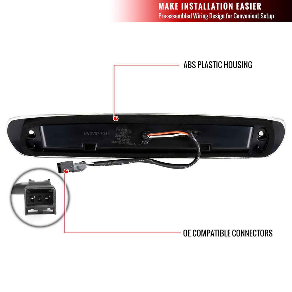 Fits 2007-2012 Chevrolet Silverado/ GMC Sierra LED 3rd Brake Light (Chrome Housing/Clear Lens) - Image 2