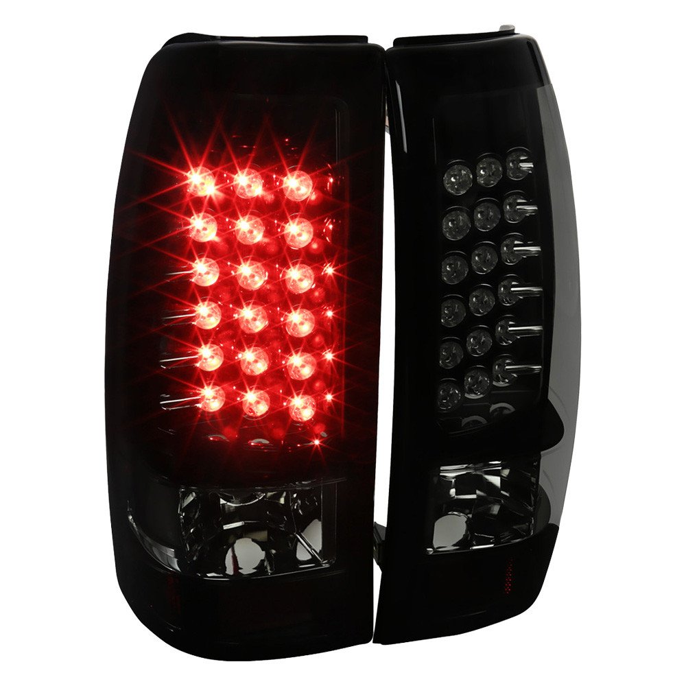 Fits 1999-2002 Chevrolet Silverado/ 1999-2006 GMC Sierra LED Tail Lights (Glossy Black Housing/Smoked Lens)