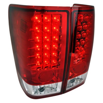 Fits 2004-2015 Nissan Titan LED Tail Lights (Chrome Housing/Red Clear Lens)