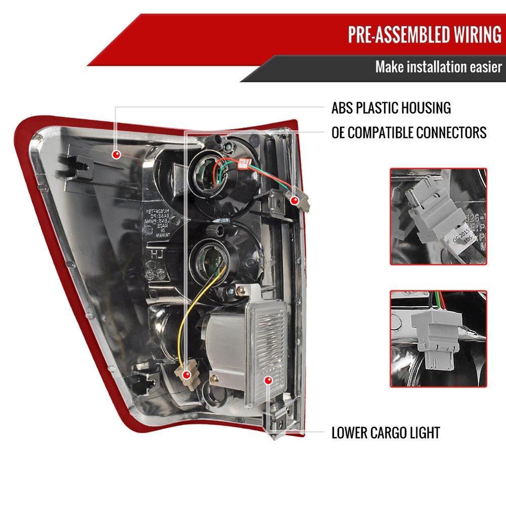 Fits 2004-2015 Nissan Titan LED Tail Lights (Chrome Housing/Red Clear Lens) - Image 3