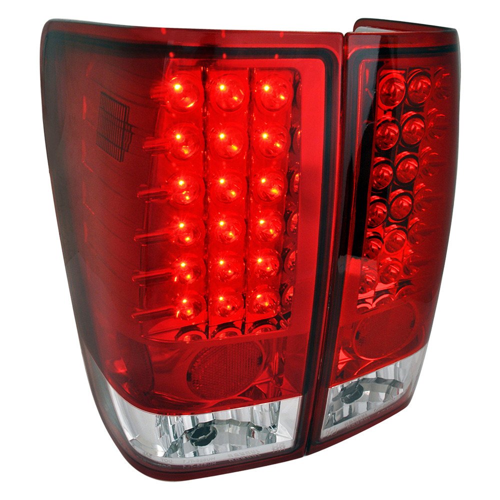 Fits 2004-2015 Nissan Titan LED Tail Lights (Chrome Housing/Red Clear Lens)