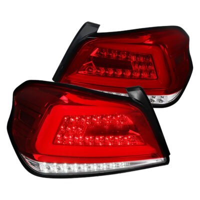 Fits 2015-2021 Subaru WRX Sequential White Bar LED Tail Lights (Chrome Housing/Red Lens)